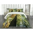 thumbnail image 3 of Ambesonne Tree Quilted Bedspread Set 3 Pcs, Forest Autumn Growth Eco, Queen Size, Dark Brown Pale Green, 3 of 5
