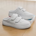 thumbnail image 7 of Men's White Leather Double Strap Mule Slip On Platform Casual Skate Shoes, Non-Slip Backless Walking Trainers, Wide Toe Lazy Daily Driving Footwear, 7 of 7