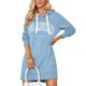 thumbnail image 1 of Vestido de manga larga con estampado de cuello redondo y bolsillo, vestido con capucha de longitud media para mujer, 1 of 8