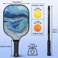 thumbnail image 3 of Pickleball Paddles Set Of 1, Fiberglass Surface, Turquoise Marble Pattern, 1 Paddle, 2 Balls & Bag, 3 of 5
