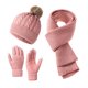 thumbnail image 2 of Solid Color Knitted Hat Three-piece Set For Winter Warm And Cold-proof Thick Outdoor Wool Hat Scarf Gloves Set, 2 of 6