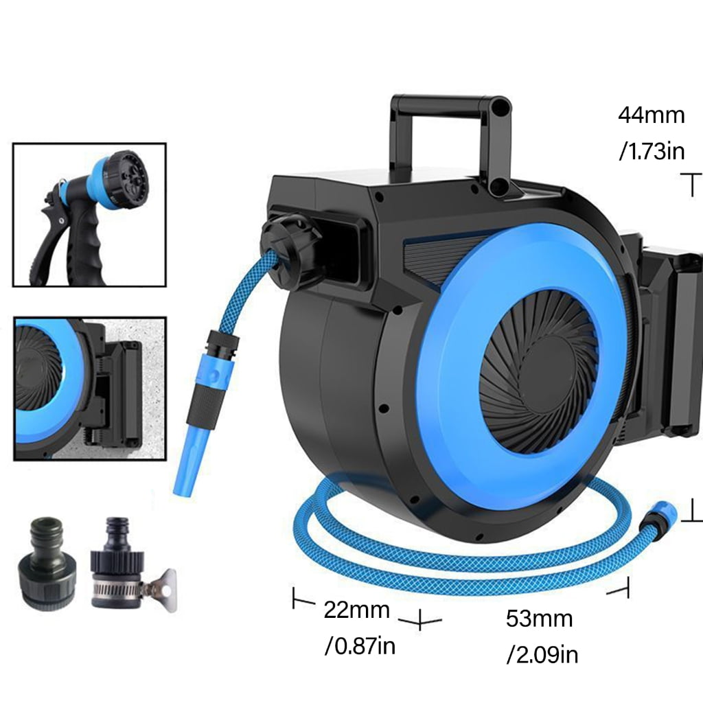 Air Hose and Water Hose Reel with Automatic Rewinder System Suitable for Watering Task Residential Landscaping Detailing