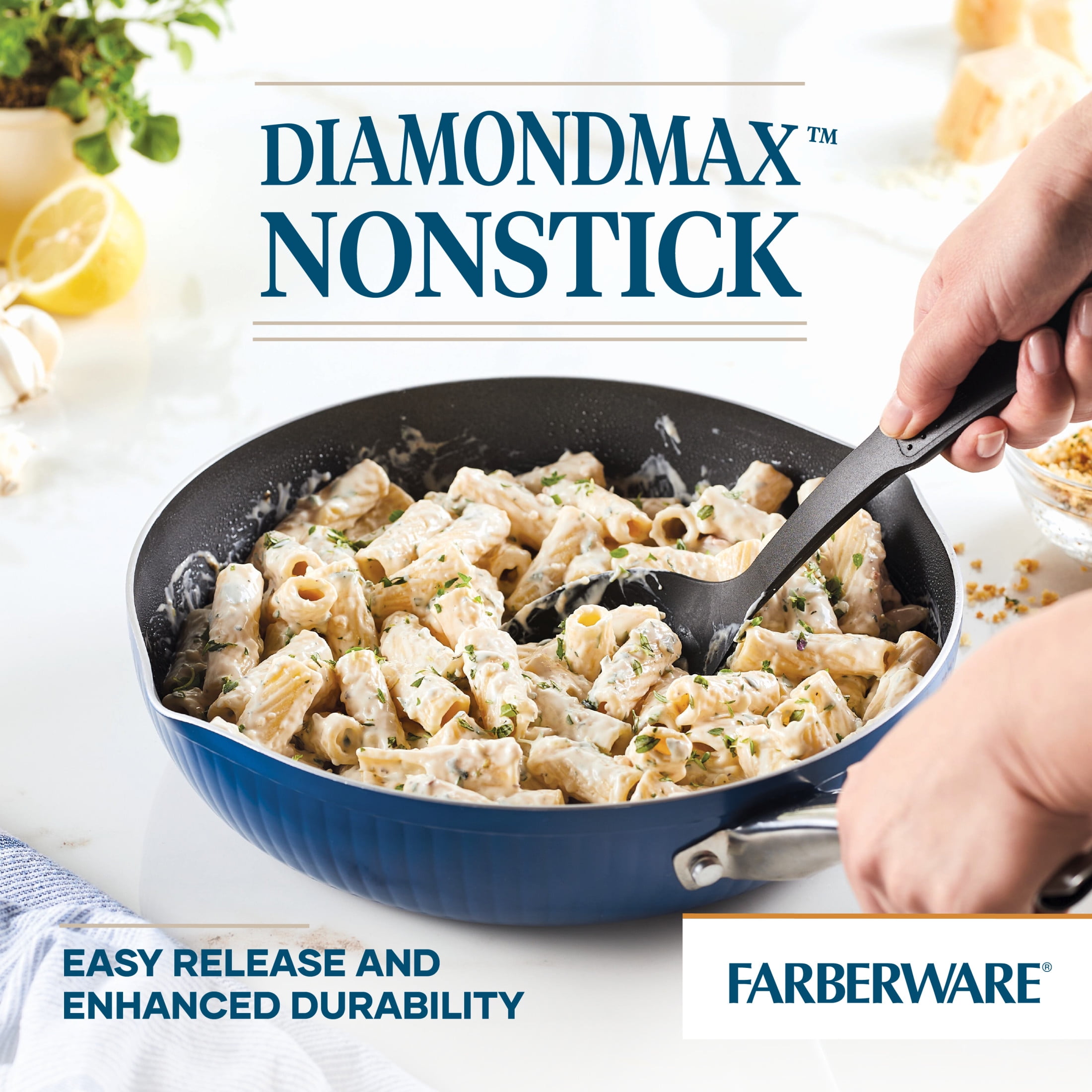 Farberware Style 11.25 Inch Nonstick Cookware Frying Pan, Dishwasher Safe and Oven Safe to 500°F, Blue