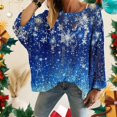 thumbnail image 1 of Chandails d'Hiver Grande Taille pour Femmes Chandails de Noël pour Femmes 2025 Col Rond Hiver Vacances Mignons Pulls Bleu G, 1 of 4