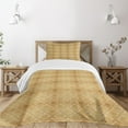 thumbnail image 3 of Ambesonne Damask Quilted Bedspread Set 2 Pcs, Classical Flower Design, Twin Size, Mustard Amber, 3 of 6