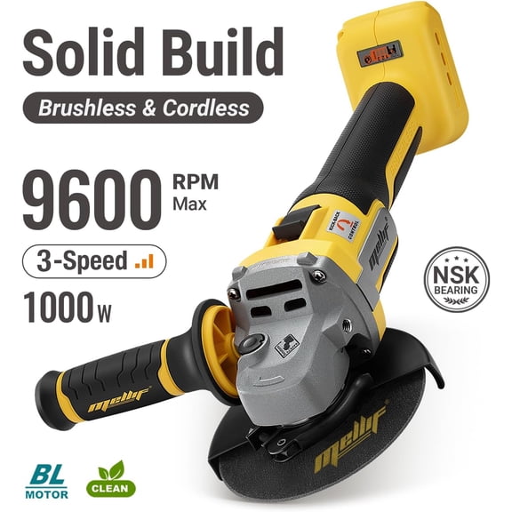 Brushless Angle Grinder Compatible with Dewalt 20V  Battery, 9600RPM Cordless Metal Grinder Tool, 4-1/2 Inch, w/4.0Ah Battery, Kickback Brake, 3 Vairable Speed, Slide Switch, Auxiliary Handle