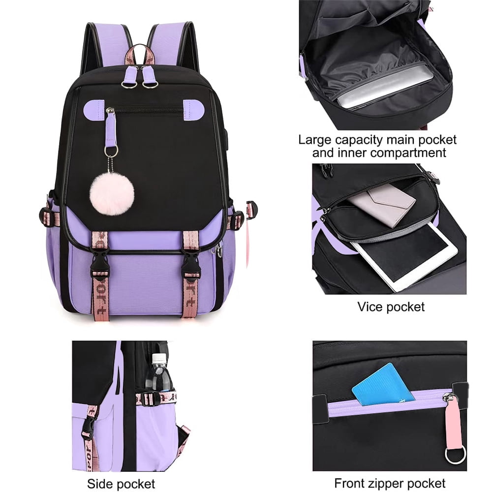 SANMADROLA School Backpack Bookbag, Heavy Duty Backpack 21L Schoolbag Bookbag with USB Charge Port