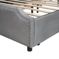thumbnail image 6 of Bellemave Queen Nailhead Trim Headboard Modern Fiberboard Platform Bed, Gray, 6 of 10