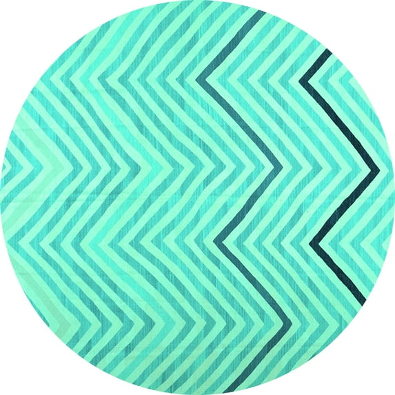 Ahgly Company Indoor Round Abstract Turquoise Blue Contemporary Area Rugs, 5' Round