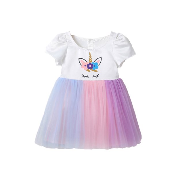 Rainbow Dress For Girls One Piece Dress Short Sleeve O Neck T Shirt Toddlers Kids Children Summer Tulle Dress Birthday Princess Skirts For 6 Months To 3 Years Old Walmart Com Walmart Com