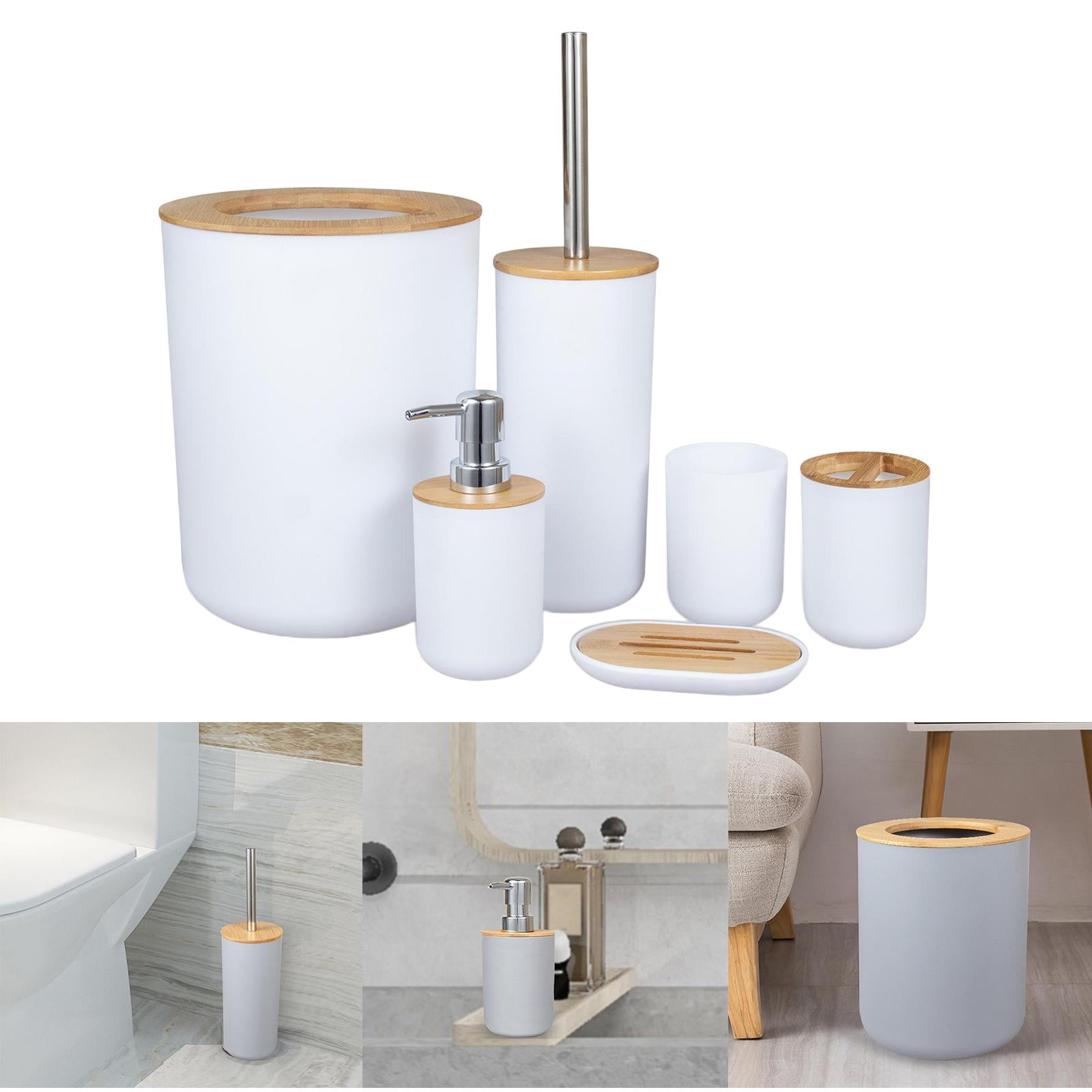 Trendy Bathroom Accessories Set Dispenser Toothbrush Tumbler Dish Trash
