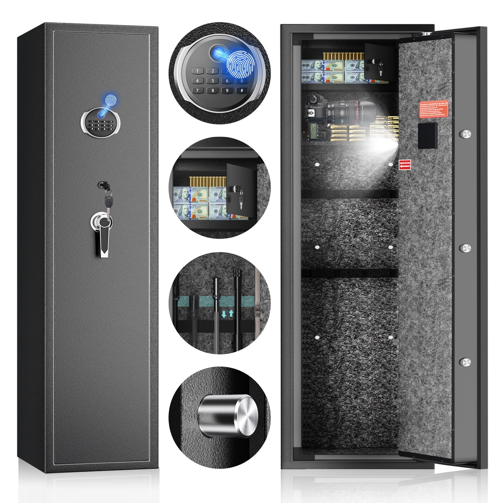 SRWTRCHRY 6 Rifle Gun Safe, Fingerprint Gun for Shotgun