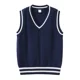 thumbnail image 3 of Chalecos de punto para niños escolares, suéter con cuello en V, chaleco, camiseta interior para adolescentes, cárdigan informal sin mangas para niñas, Tops de 4 a 13 años, 3 of 5