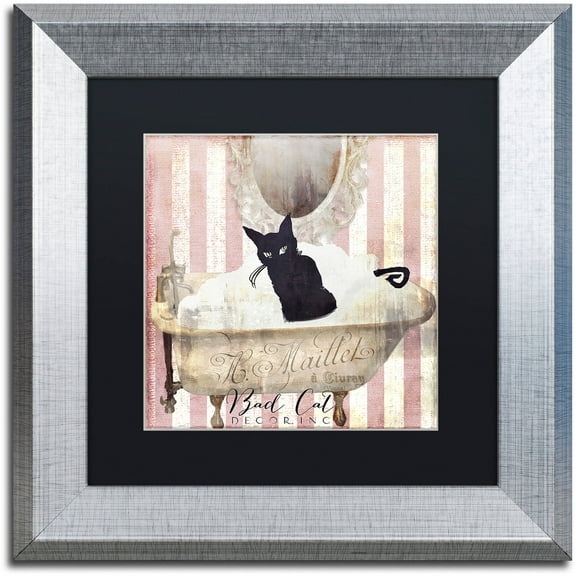Trademark Fine Art "Bad Cat II" Canvas Art by Color Bakery Black Matte, Silver Frame