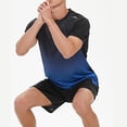 thumbnail image 5 of Men's Workout Outfit Sets Mesh Breathable Quick Dry T-Shirt and Elastic Shorts 2-Piece Running Fitness Exercise Set Gradient Color Athletic Sportswear for Men, 5 of 7
