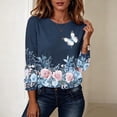 thumbnail image 4 of Perfectbot Women's Vintage Floral Print Crew Neck T-Shirt Long Sleeve Casual Boho Flower Tee Top, 4 of 8
