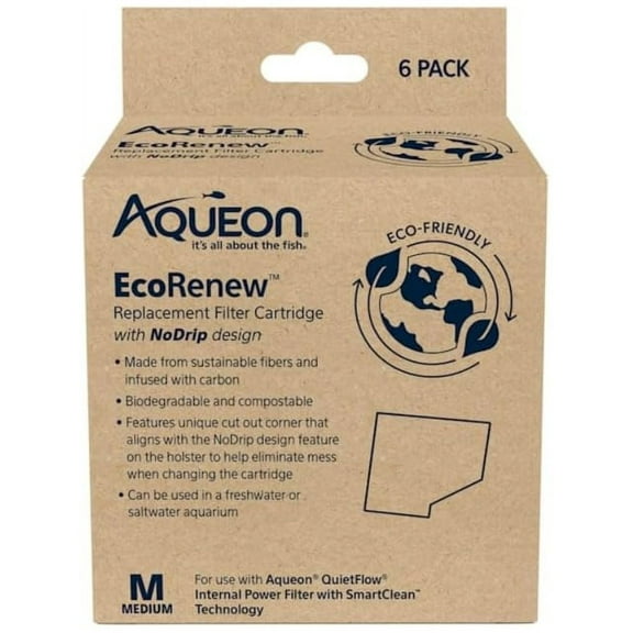 Aqueon EcoRenew Replacement Filter Cartridge [Aquarium Filter Cartridges, New Aquarium Supplies, Aqueon, Aquarium Supplies] Medium - 6 count