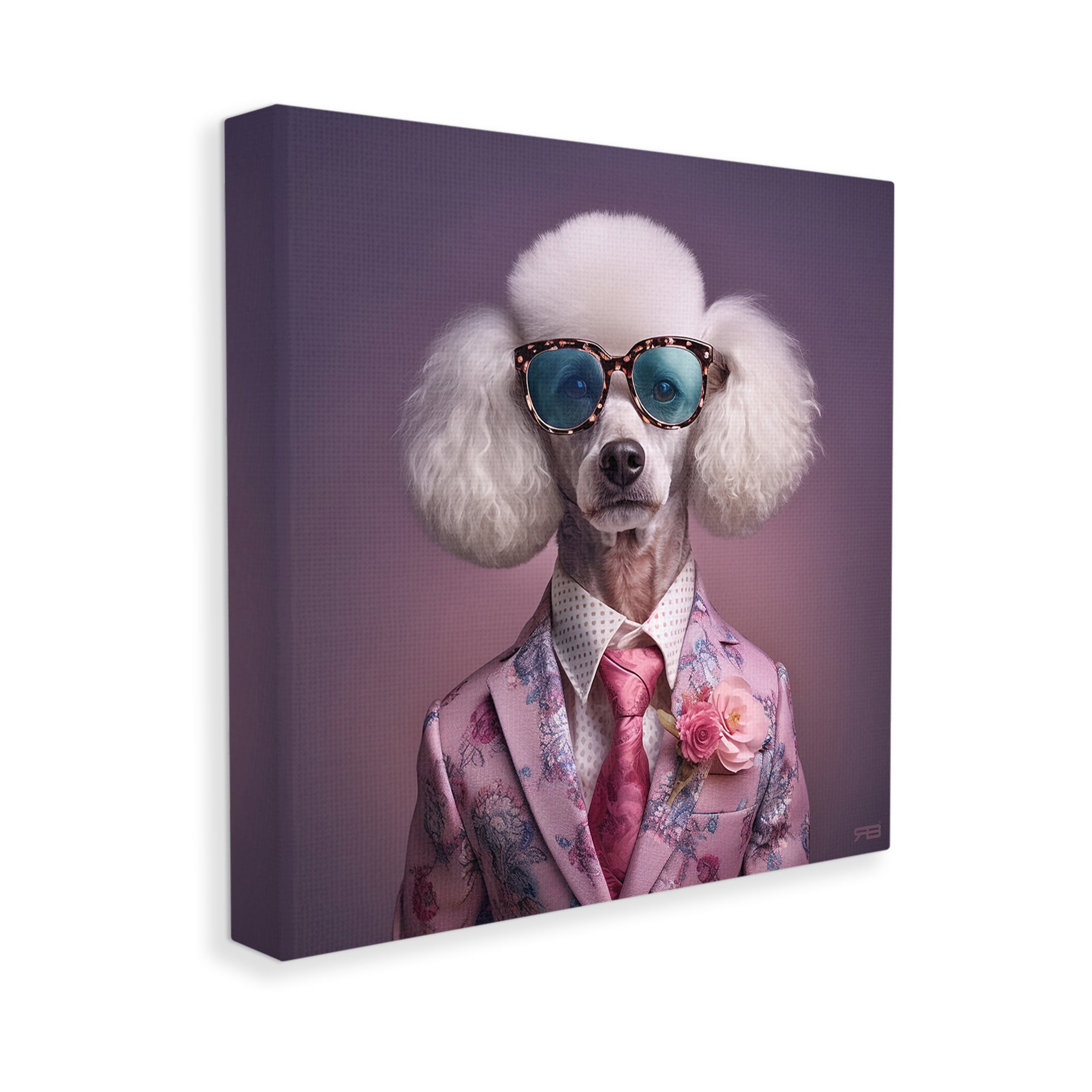Stupell Industries Poodle in Sleek Suit Animals & Insects Painting Gallery Wrapped Canvas Art Print Wall Art, 17 x 17