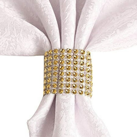 

Rhinestone Napkin Rings Wedding Adornment Napkin Holder for DIY Party Banquet Birthday Gold (50PCS)