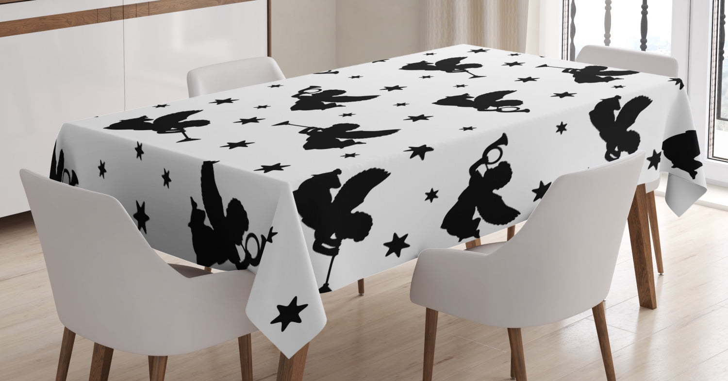 Ambesonne Nordic Tablecloth 60 X 90 Black and White Rectangular Table Cover for Dining Room Kitchen Decor Viking Longship Sailing on Swirling Waves Stormy Ocean Exploration Theme Art