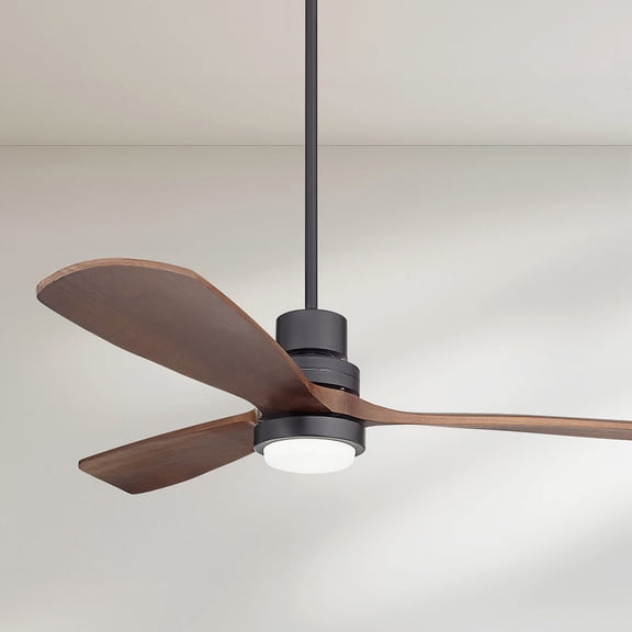 52" Casa Vieja Delta-Wing DC Modern Indoor Outdoor Ceiling Fan with LED Light Remote Control Matte Black Dark Walnut Damp Rated for Patio Exterior