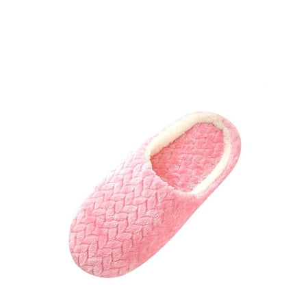 

Popvcly Home Slippers Suede Non-slip Cotton Warm Floor Shoes Pink L