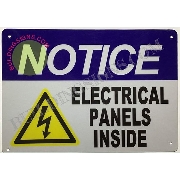 Notice Electrical Panels Inside Sign (Reflective !!, Aluminium-Rust Free,White, Size 7X10) (ref-2201)