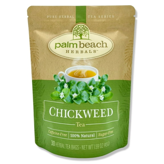 Palm Beach Herbals Chickweed Tea, 30 Count Tea Bags, Caffeine-Free | Pure Herbal Tea Series