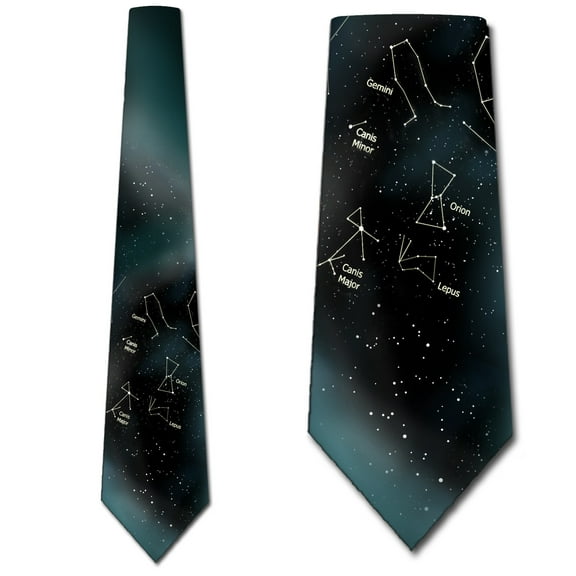 Space Ties Mens Winter Star Tie Astrology Constellation Necktie by Three Rooker