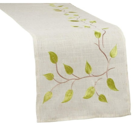 

Fennco Styles Vine Design Embroidery Table Runner 16 W x 72 L Natural