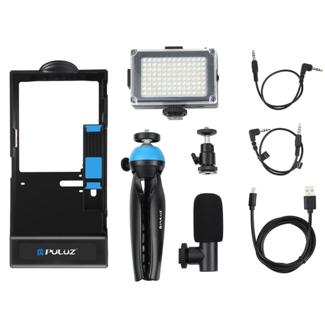 Matsuzay 4 en 1 Bluetooth Handheld Vlog Live Broadcast Kits Video Camera Cage Handheld Stabilizer Film Making Rig para teléfonos inteligentes Accesorios de cámara y óptica mit Ringfülllicht