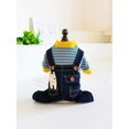 thumbnail image 4 of 1pc Pet Dog Striped Fleece Denim Overalls Jumpsuit, Four-Legged Clothes Suitable For All Seasons, 4 of 5
