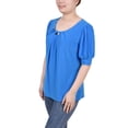 thumbnail image 2 of NY Collection Women's Petite Short Sleeve Balloon Sleeve Top With Hardware, 2 of 4