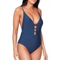 thumbnail image 3 of Js Jessica Simpson Womens Lace Up Plunge One Piece Swimsuit, 3 of 4