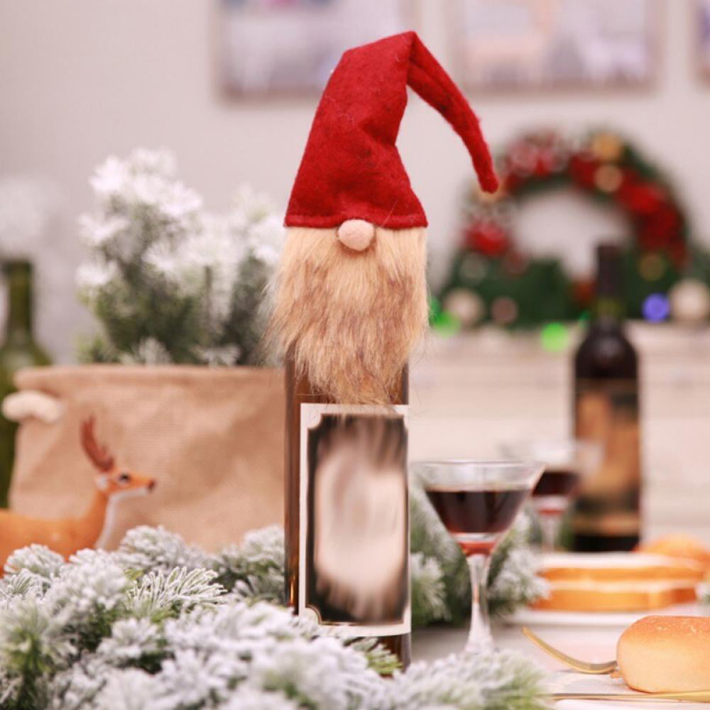 Christmas Wine Bottle Cover Bag Gnome Wine Bottle Topper Xmas Dinner Table Decor 