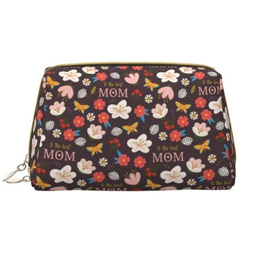 To The Best Mom Makeup Bag, Large Capacity Travel Cosmetic Bag for Women Girls- Travel Toiletry Bag Leather Portable Waterproof Makeup Case Organizer with Handle