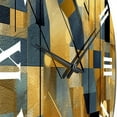 thumbnail image 3 of Designart "Cubist Visions in Gold II" Cubism Oversized Wall Clock, 3 of 5