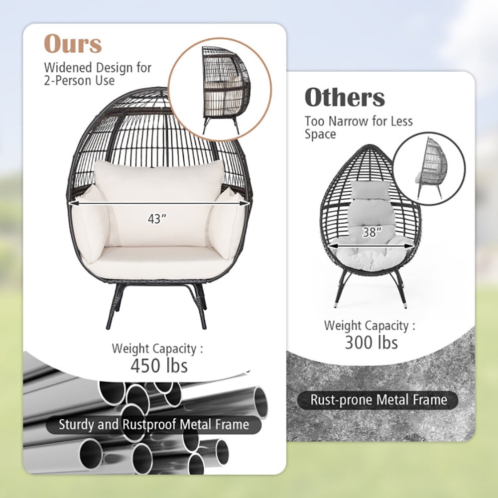 Aimee Lii Oversized Patio Rattan Egg Lounge Chair with 4 Cushions, Indoor Outdoor Patio Loungers, Brown