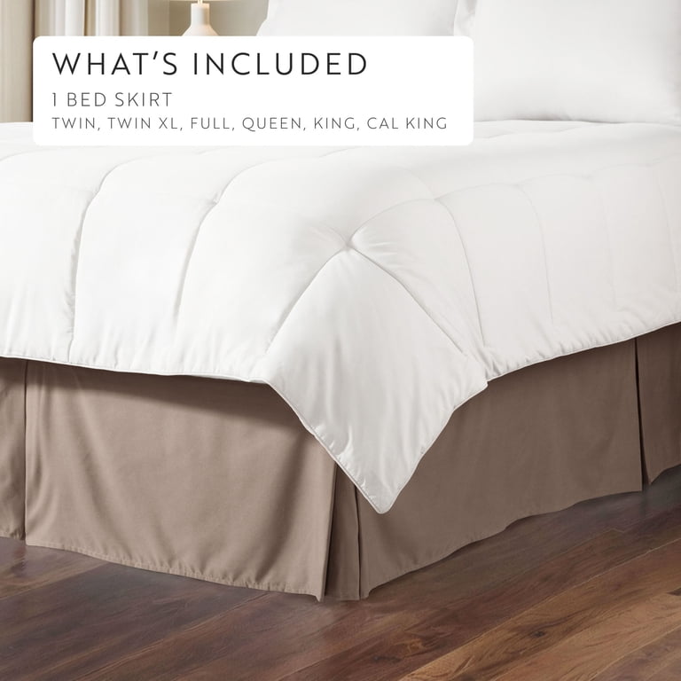 Mellanni Queen Size Bed Skirt - 15-Inch Tailored Drop Pleated Dust Ruffle, White Luxury Hotel Style