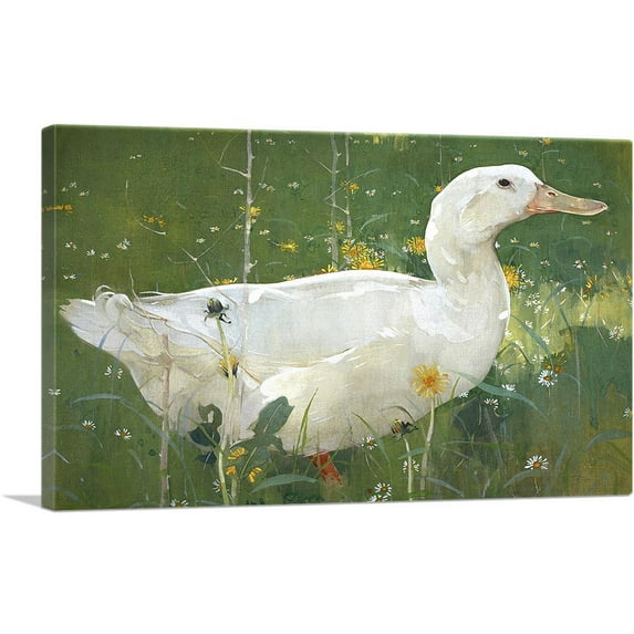 ARTCANVAS The White Drake 1895 Canvas Art Print by Joseph Crawhall - Size: 26" x 18" (0.75" Deep)