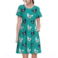 thumbnail image 1 of Vsdgher Robe Amusante Poulet pour Femmes Été 2025 Décontractée Midi Maxi Légère à Manches Courtes Col Rond Robe de Plage, 1 of 6