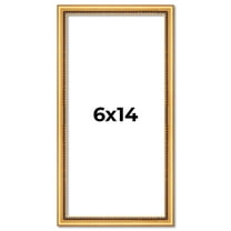 6x14 Frame Beaded Gold Solid Wood Picture Frame | 0.75 Inches Moulding Width | Liscio Oro