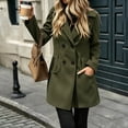 thumbnail image 4 of cocolona Womens Hooded Pea Coat Elegant Solid Color Long Sleeve Winter Warm Jacket Casual Loose Open Front Double Breasted Overcoat, 4 of 7