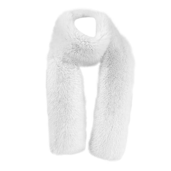 AWZXDE Women's Long Pile Like Scarf Winter Warm Soft Collar Wrap, Soft Yarn Neck Warmer for Women, Cozy Home and Outdoor Scarf for Cold Weather White