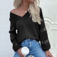 thumbnail image 3 of JSKUMAR Ladies Elegant Blouses Long Sleeve V Neck Dressy Tops Lace Patchwork Hollow Out Casual Loose Shirts Comfort Pullovers Black,S, 3 of 5