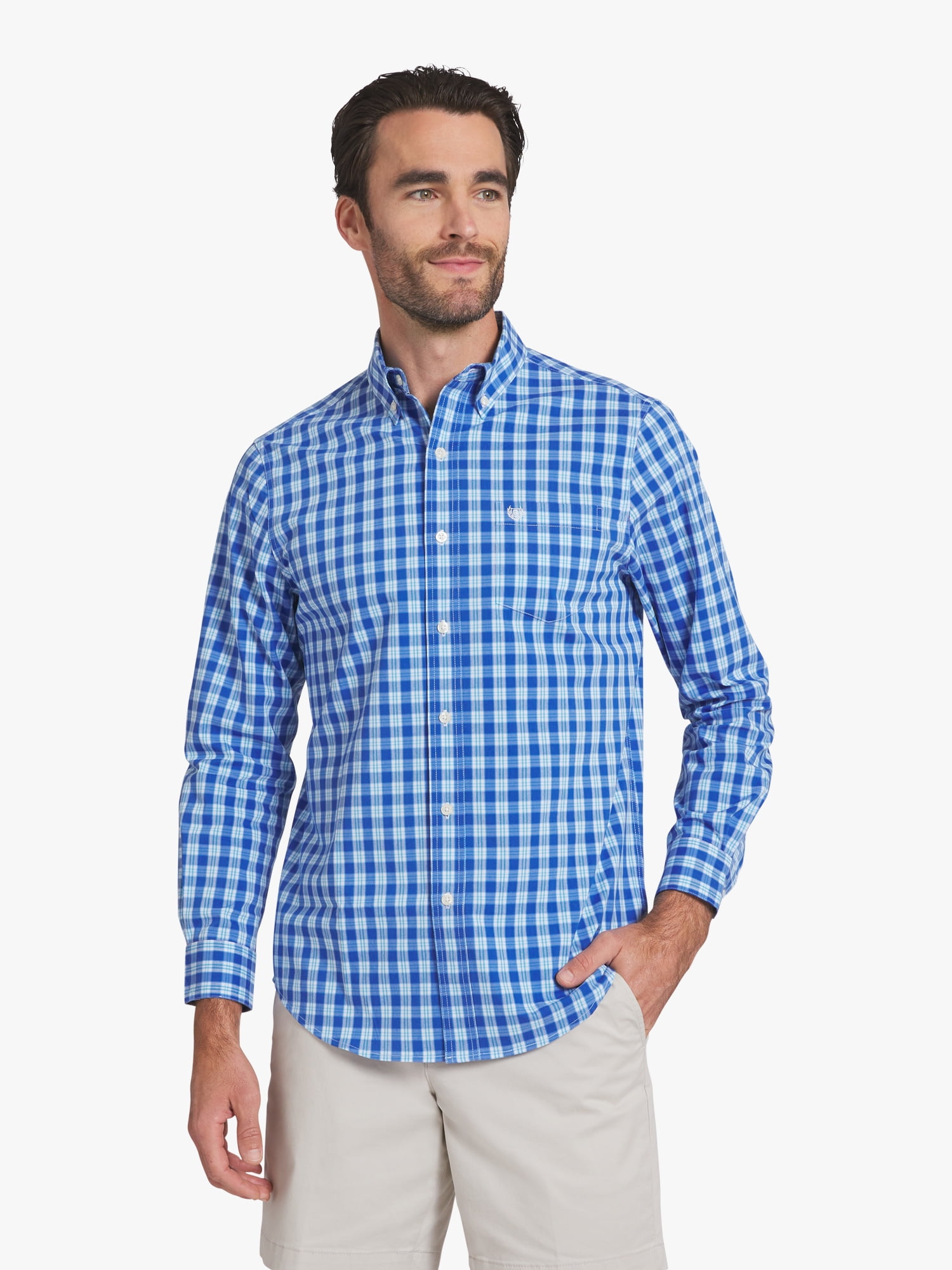 Chaps Men's & Big Men's Long Sleeve Easy Care Stretch Poplin Shirt, Sizes S-3XL