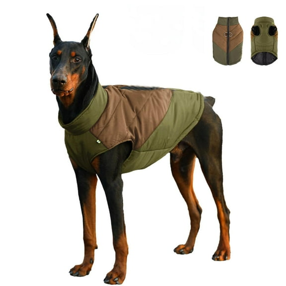 Harikaji Dog Jacket Coat with D-Ring, Warm Waterproof Pet Jacket Vest, Dog Cold Weather Clothing for Small Medium Large Dogs Green S
