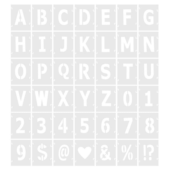 Plantillas reutilizables de letras y números Uxcell de 6 pulgadas de ancho, juego de 42, color blanco