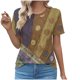 thumbnail image 1 of Tops Cortos para las Mujeres Cuello Redondo Impreso Sudadera Plisada Manga Corta, Tops de Baile para las Mujeres Primavera Verano, 1 of 4