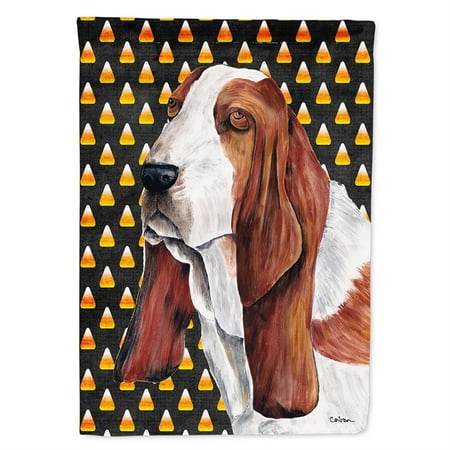 Carolines Treasures SC9182-FLAG-PARENT Basset Hound Candy Corn Halloween Portrait Flag multicolor
